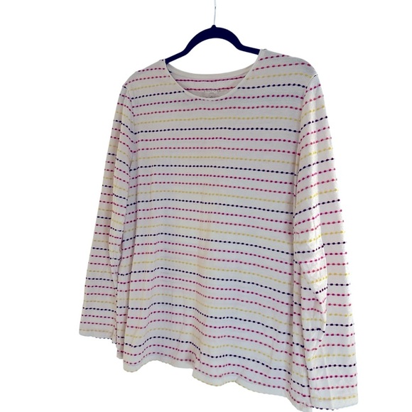 Talbots 100% cotton embroidered striped tunic top XL - Picture 3 of 11